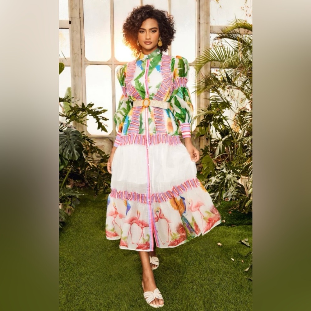 Alina Floral Lantern Sleeve Maxi Dress